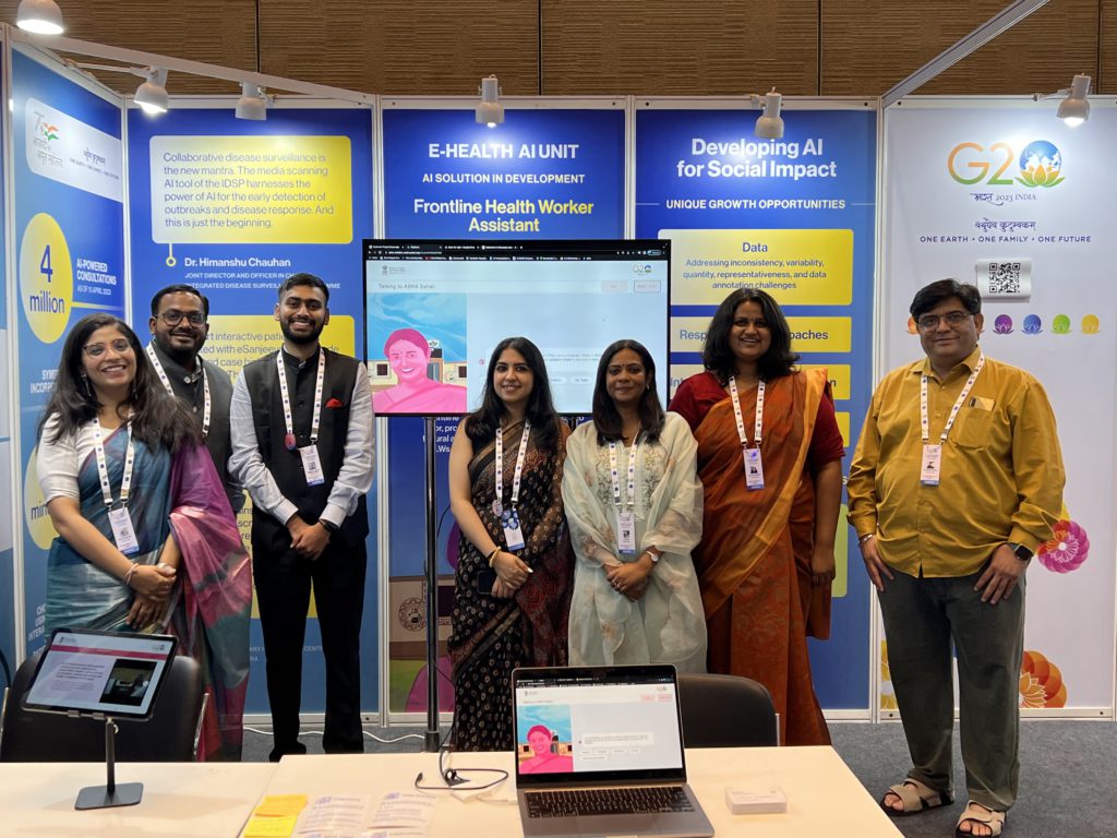 Wadhwani AI team representing the e-Health AI Unit of the Ministry of Health and Family Welfare with our AI solutions at the 3rd Health Working Group Meeting of G20 in Hyderabad
